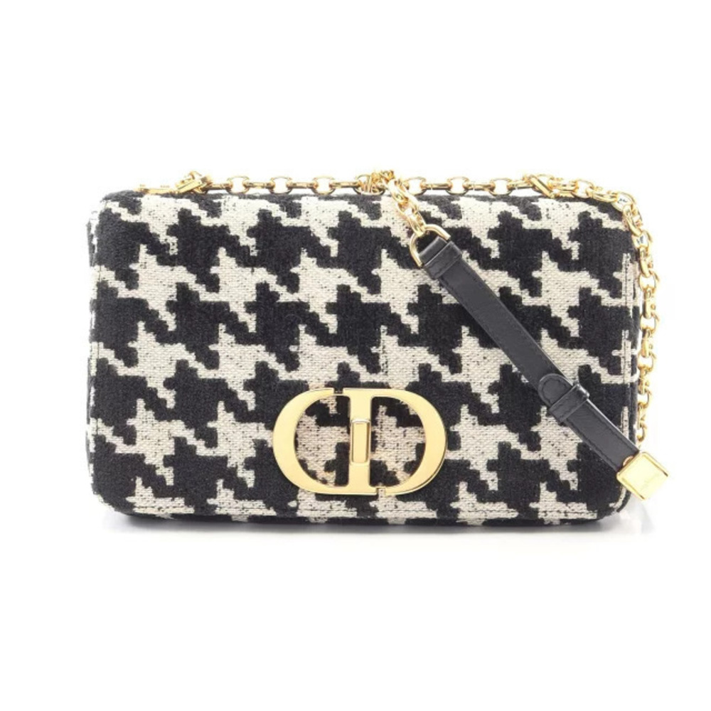 Christian Dior CARO Shoulder Bag Leather Black White